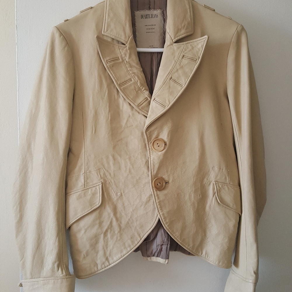 Duarte Cream Leather Motorcycle Jacket